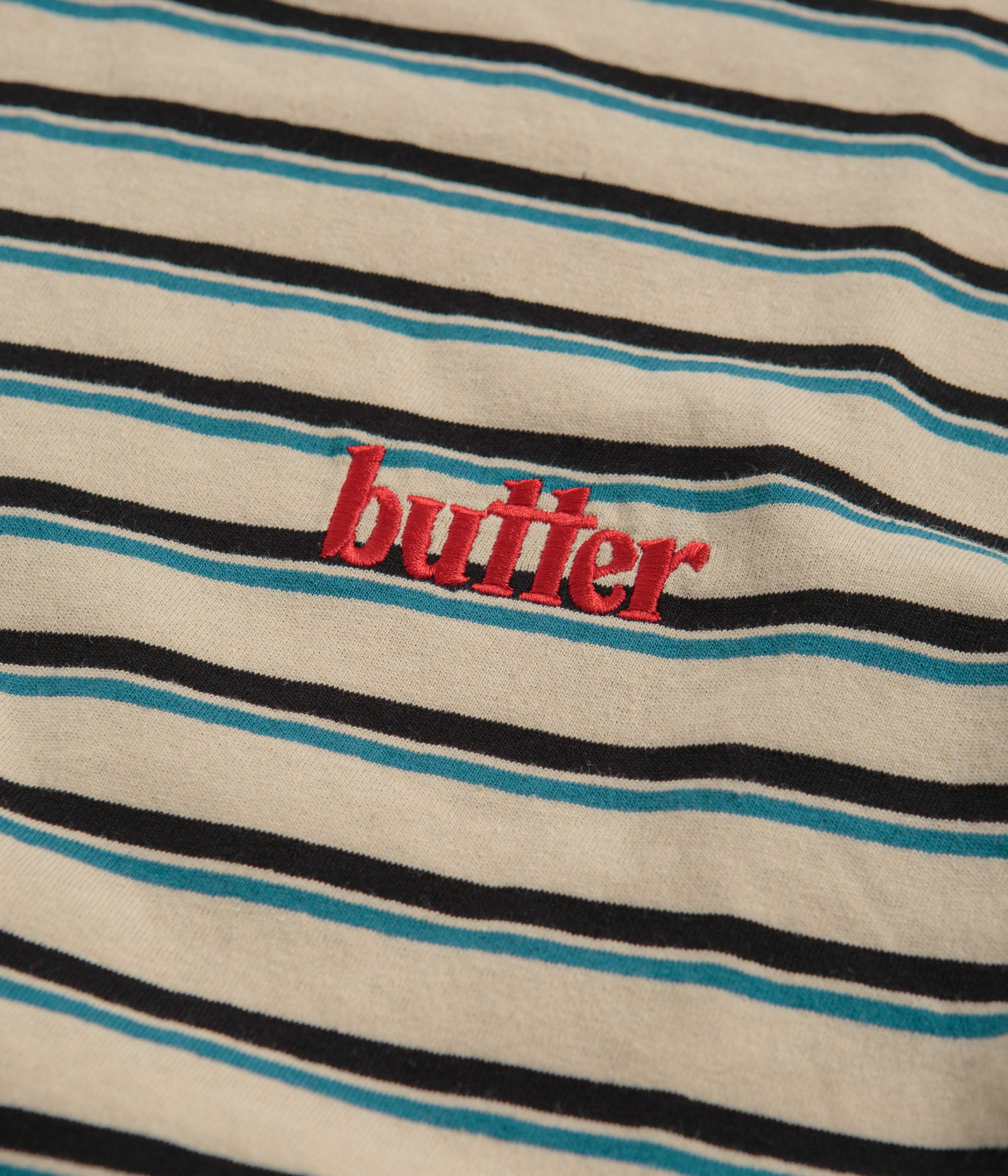 Butter Goods Gardens Stripe T-Shirt for Men - Soft Cotton Stone Washed Tee - Casual Streetwear for Everyday Wear & Outdoor Activities
