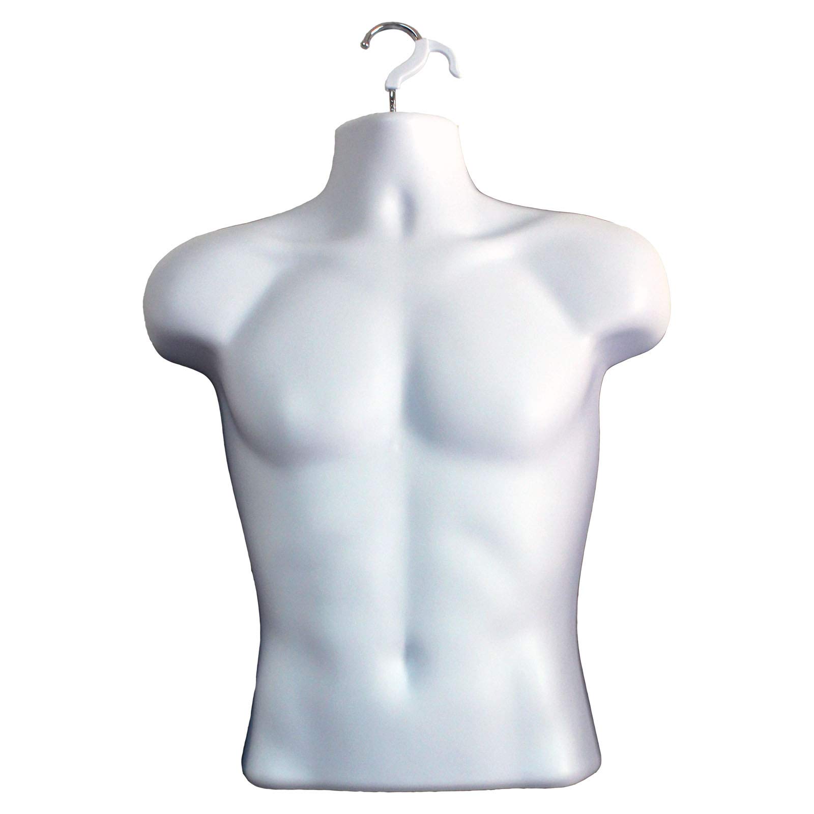 White Male Mannequin Torso - Hollow Back Dress Form with Hanging Hook (2 Pack, Size S-M) - Perfect for Clothing Display, Tailoring, Fashion Design & Store Visual Merchandising