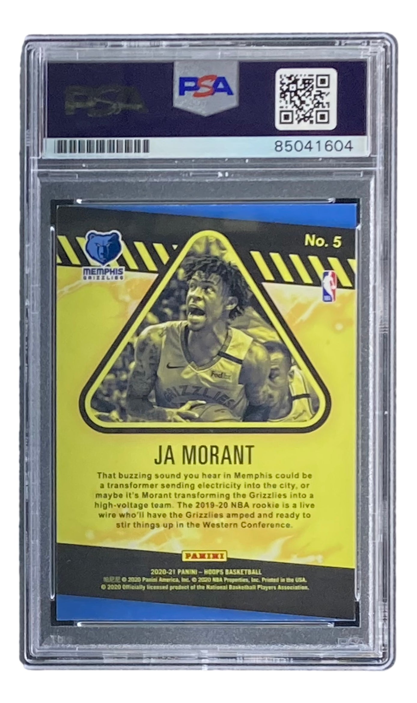 Ja Morant Autographed 2020-21 Panini Hoops #5 Memphis Grizzlies Basketball Trading Card - PSA/DNA Certified Gem Mint 10 - Perfect for NBA Collectors & Sports Memorabilia Fans