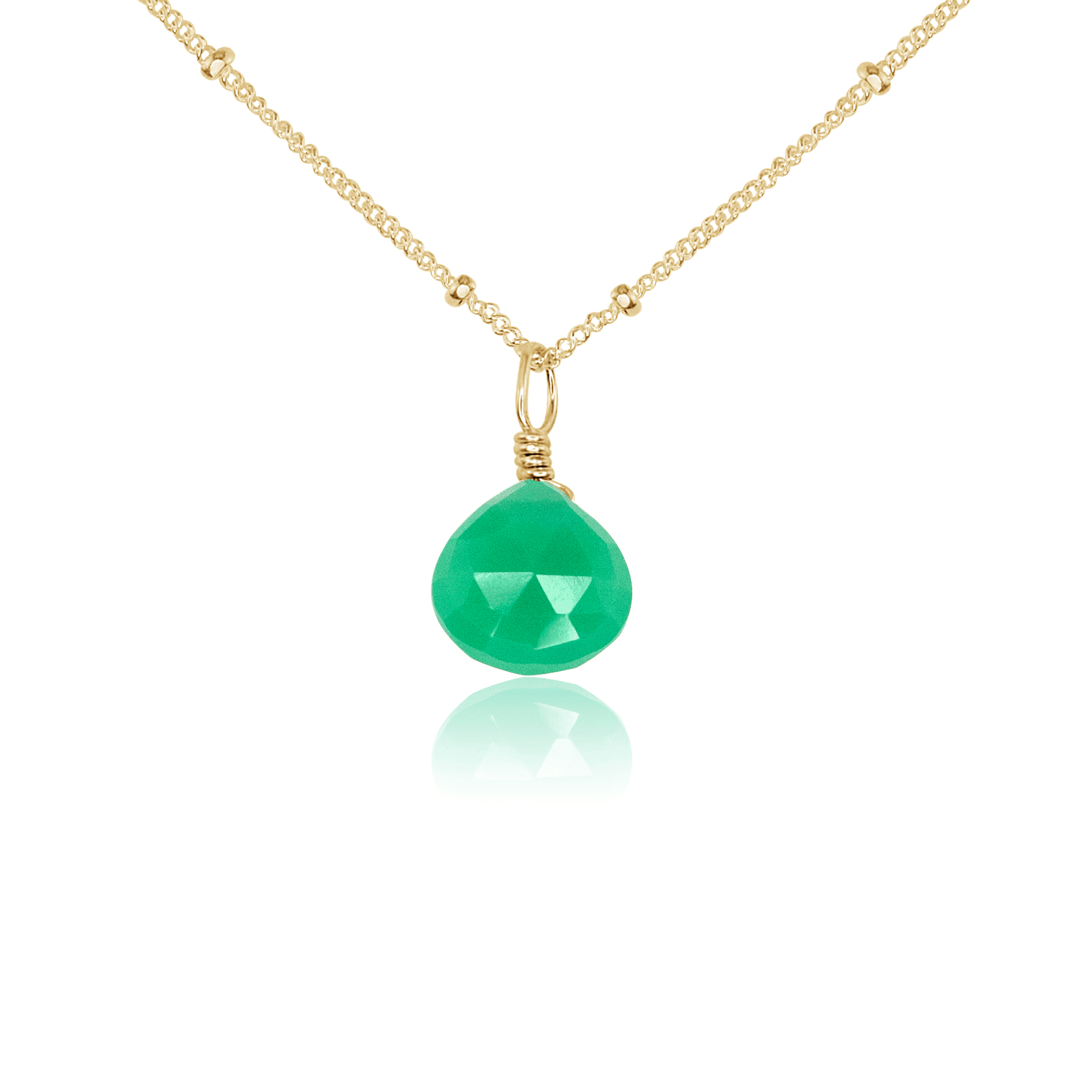 Natural Chrysoprase Teardrop Crystal Pendant Necklace for Women - Healing Stone Jewelry for Meditation, Yoga & Spiritual Gifts