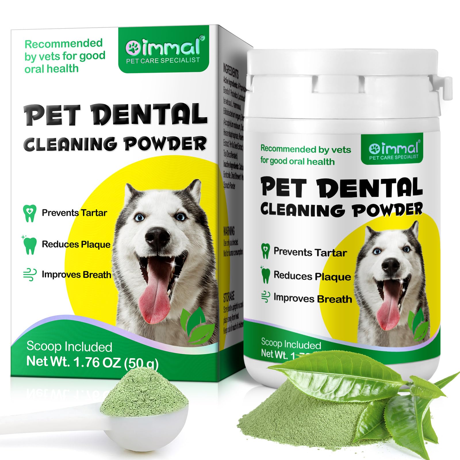 Natural Dog Teeth Cleaning Powder with Probiotics - Freshens Breath, Reduces Plaque & Tartar for Small, Medium & Large Dogs - 50g Dental Care for Healthy Gums & Fresh Breath at Home or Travel