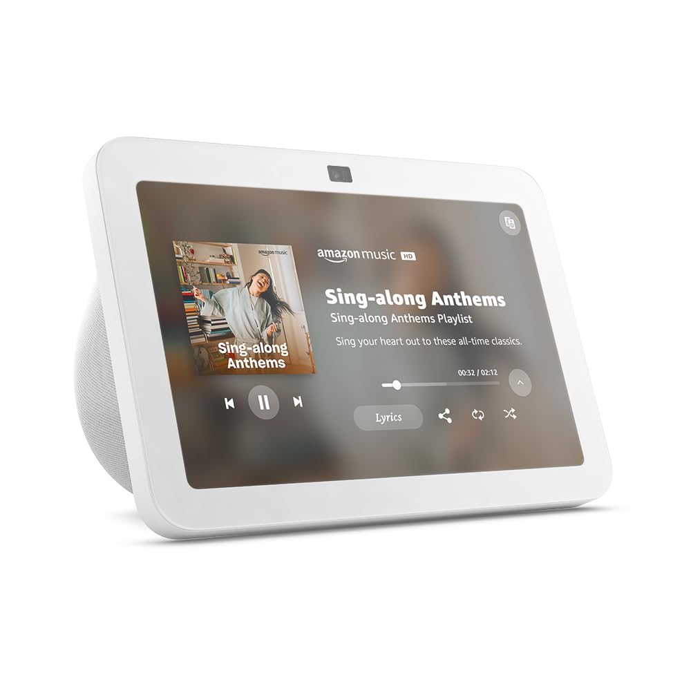 Amazon Echo Show 8 (2nd Gen, 2023) - Smart Display with Alexa, Spatial Audio & Smart Home Hub - Glacier White - Perfect for Kitchen, Living Room & Bedroom Smart Home Control