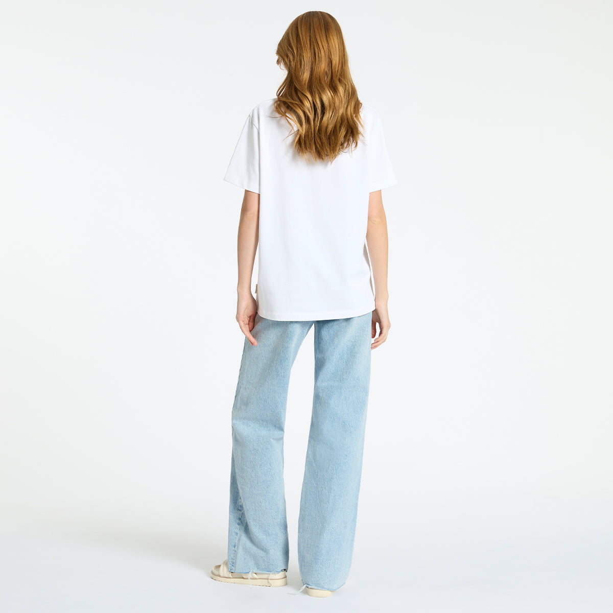 Feels Right Women's T-Shirt - Soft Cotton Crewneck Tee in Off White | Casual Everyday Wear & Layering Essential