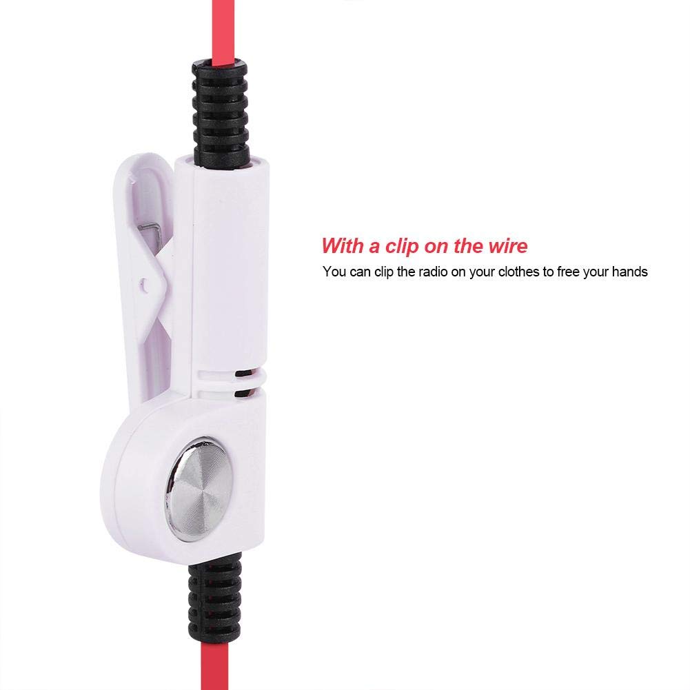 Walkie Talkie Headset with Microphone - 46.46 Inch (118cm) 2-Pin K-Head Compatible Earphone for Police, Security Guards (Red) | Ideal for Law Enforcement, Event Security & Construction Site Communication
