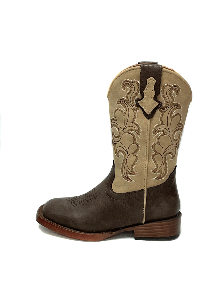Roper 3089 Kids Blaze Square Toe Boots - Tan & Brown Western Cowboy Boots for Boys & Girls - Perfect for Rodeo, Horse Riding & Outdoor Adventures