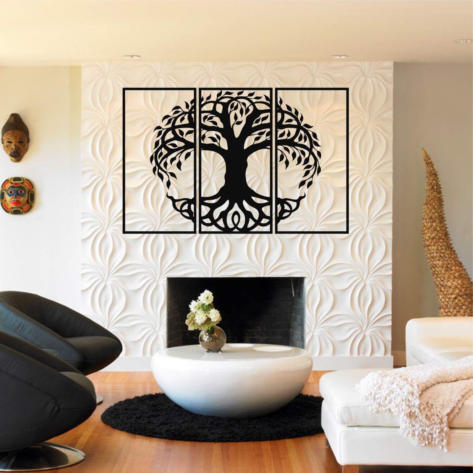 DEKADRON Metal Wall Art - Tree of Life 3 Panel Set, Family Tree Sign, Modern Metal Wall Decor (69