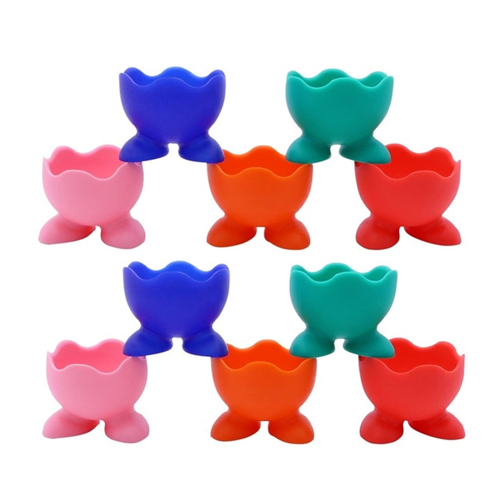 10 Pack Silicone Egg Cups - Boiled Egg Holders for Breakfast, Egg Serving Tray, Kitchen Gadget & Egg Stand - Perfect for Easter Brunch, Kids Meals & Healthy Snacking