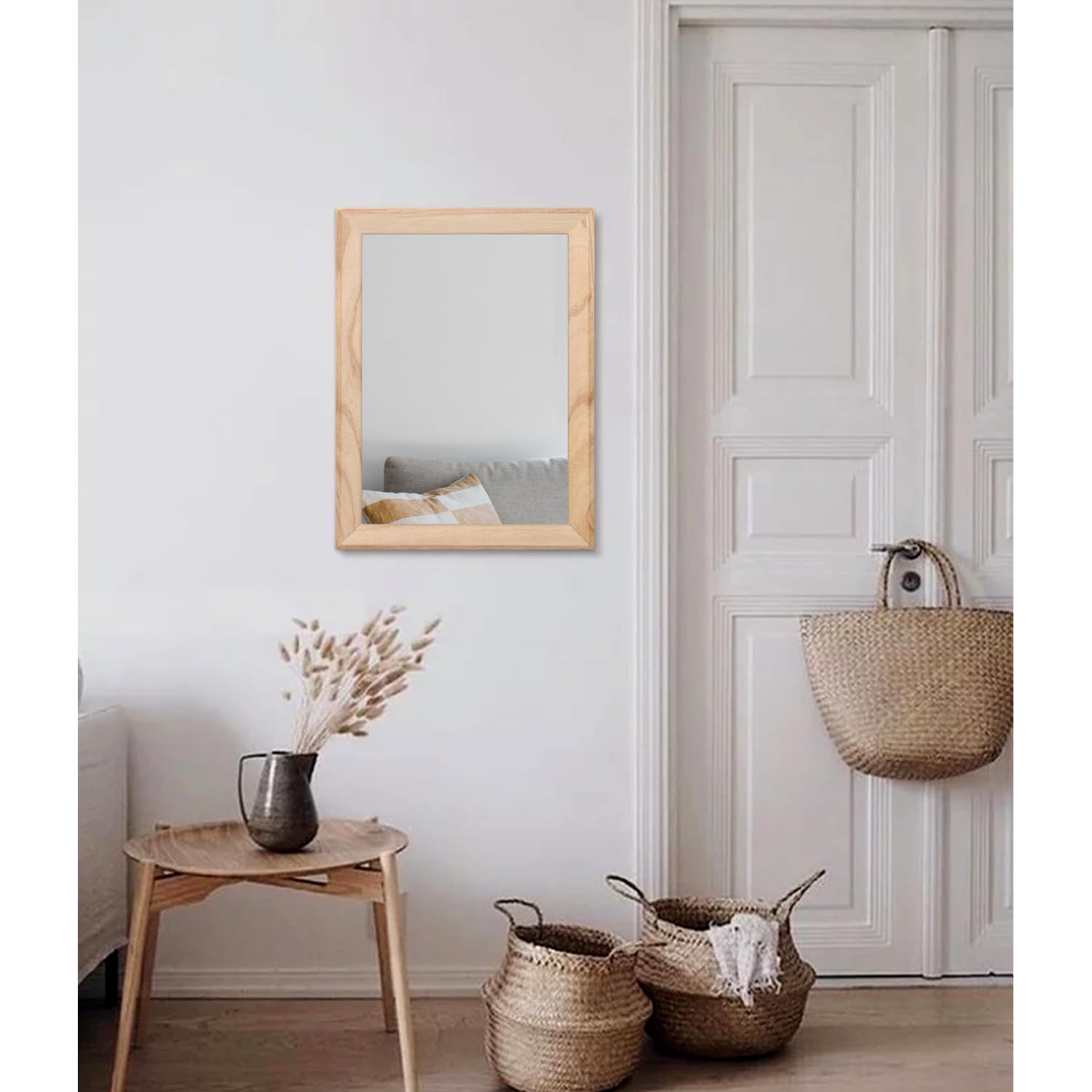 Rustic Rectangle Wall Mirror with Wood Frame - Farmhouse Decorative Mirror for Bedroom, Bathroom, Living Room | Perfect for Home Decor, Entryway, and Vanity Areas
