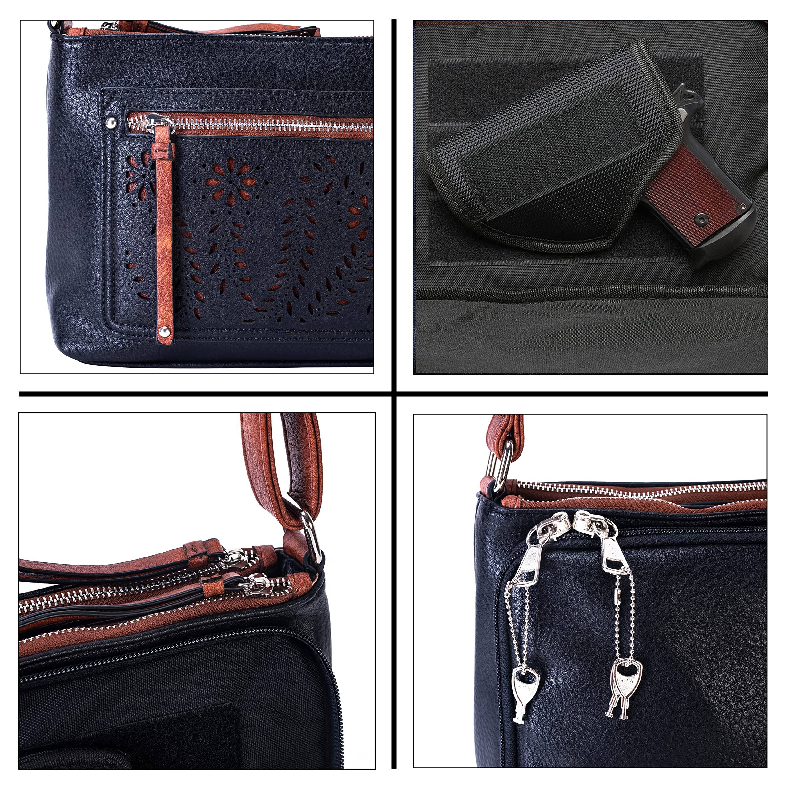 Hailey Concealed Carry Crossbody Purse - Women's Faux Leather Handbag with Locking Gun Compartment, Adjustable Strap & RFID Protection | Perfect for Everyday Carry, Travel & Self-Defense
