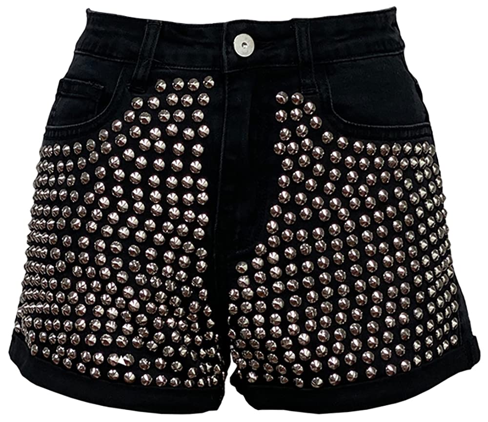 Women's Fashion Studded Denim Shorts - Trendy High Waist Distressed Jean Shorts for Summer | Perfect for Casual Outfits, Beach Trips & Music Festivals