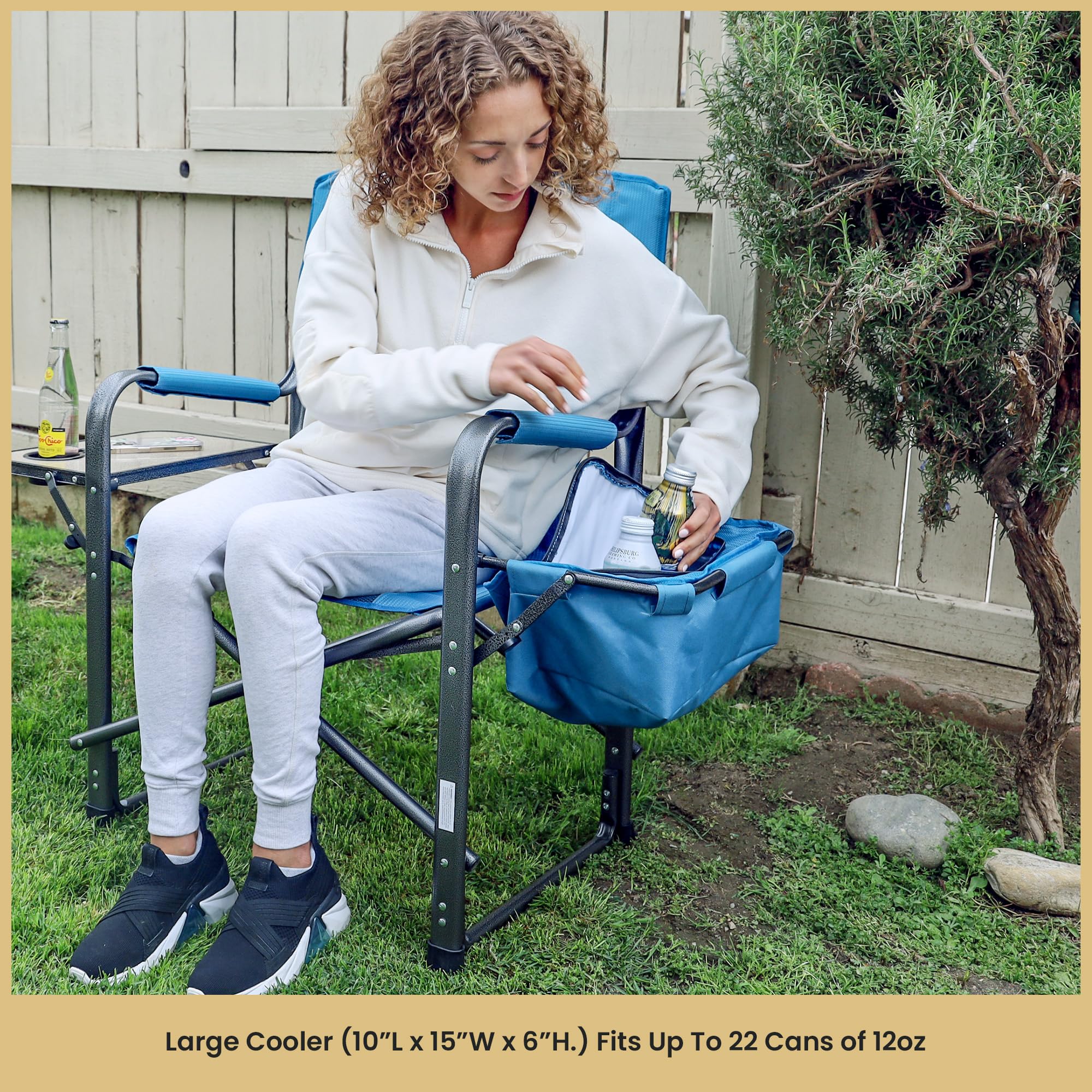 ARROWHEAD Folding Director’s Chair with Cooler & Side Table - 450lbs Capacity, Portable for Camping & Outdoor Events