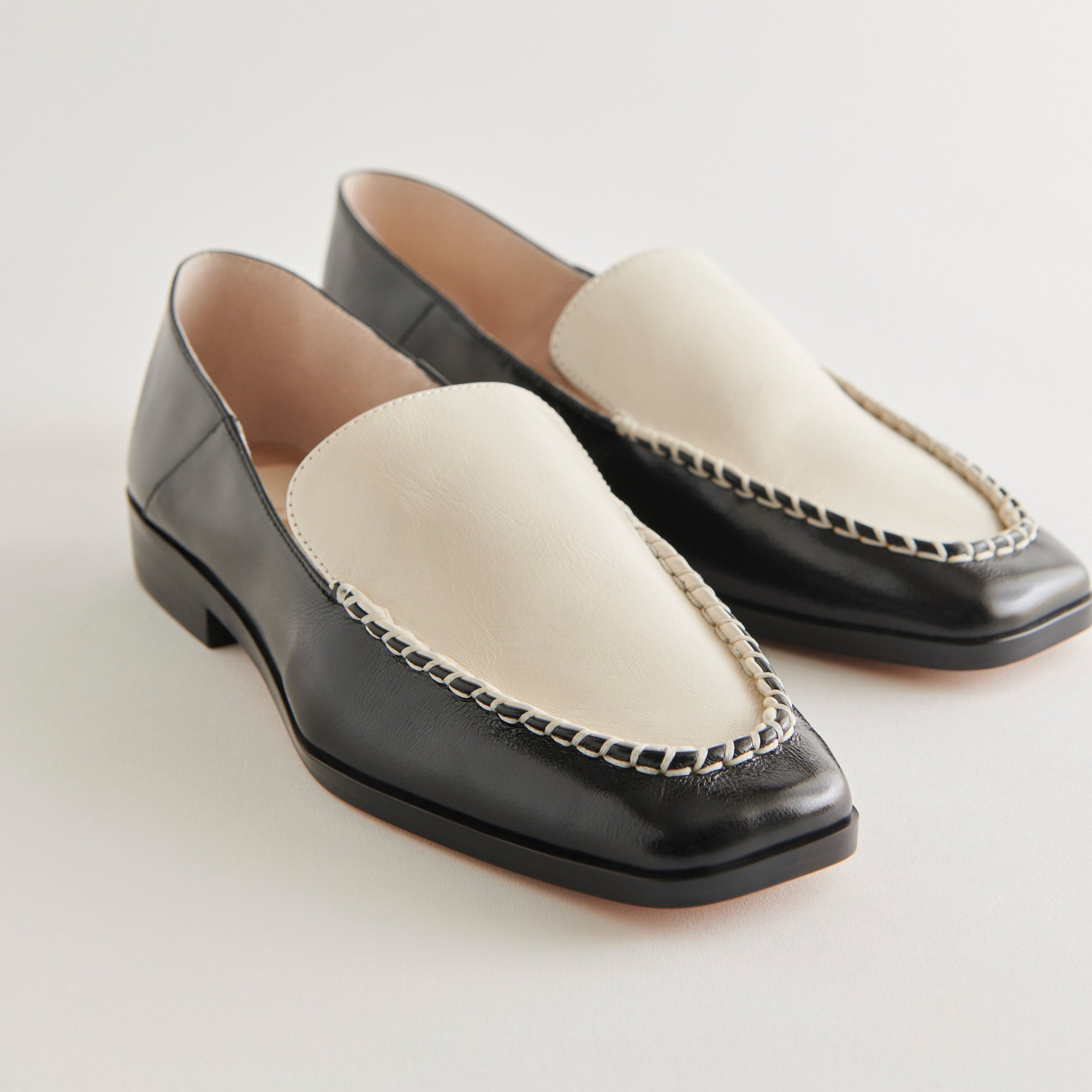 BENY WIDE FLATS WHITE BLACK CRINKLE PATENT LEATHER WOMEN'S SHOES - Comfortable Slip-On Loafers for Work, Office & Casual Wear