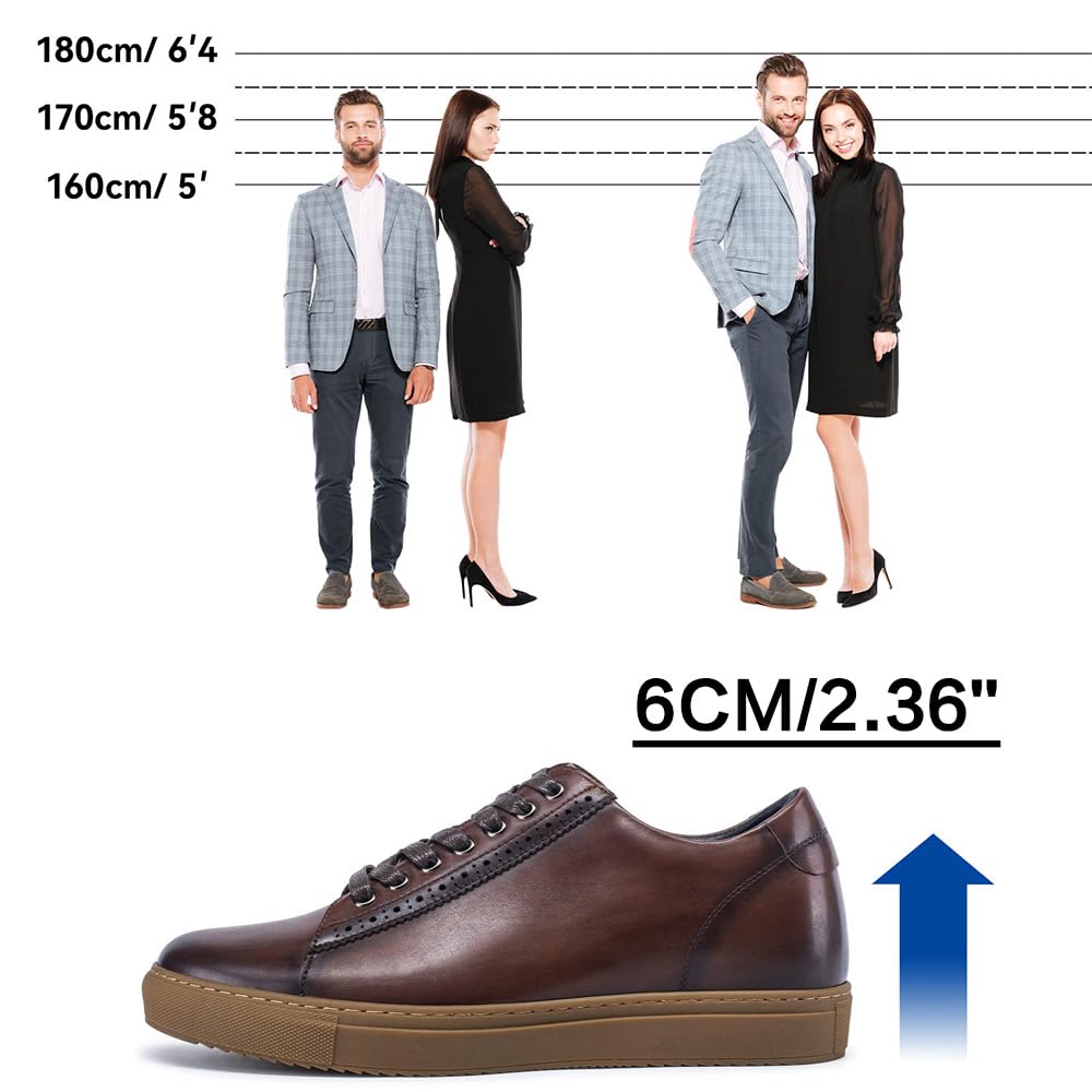 CHAMARIPA Men's Invisible Elevator Shoes - Height Increasing Sneakers with Hidden Heel (Adds 2-3 Inches) - Comfortable Lifting Shoes for Work, Dating & Formal Events