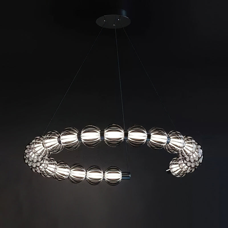 Elegant Circular Ring Pearl Chandelier - Modern Crystal Ceiling Light Fixture for Dining Room, Bedroom, or Living Room Decor