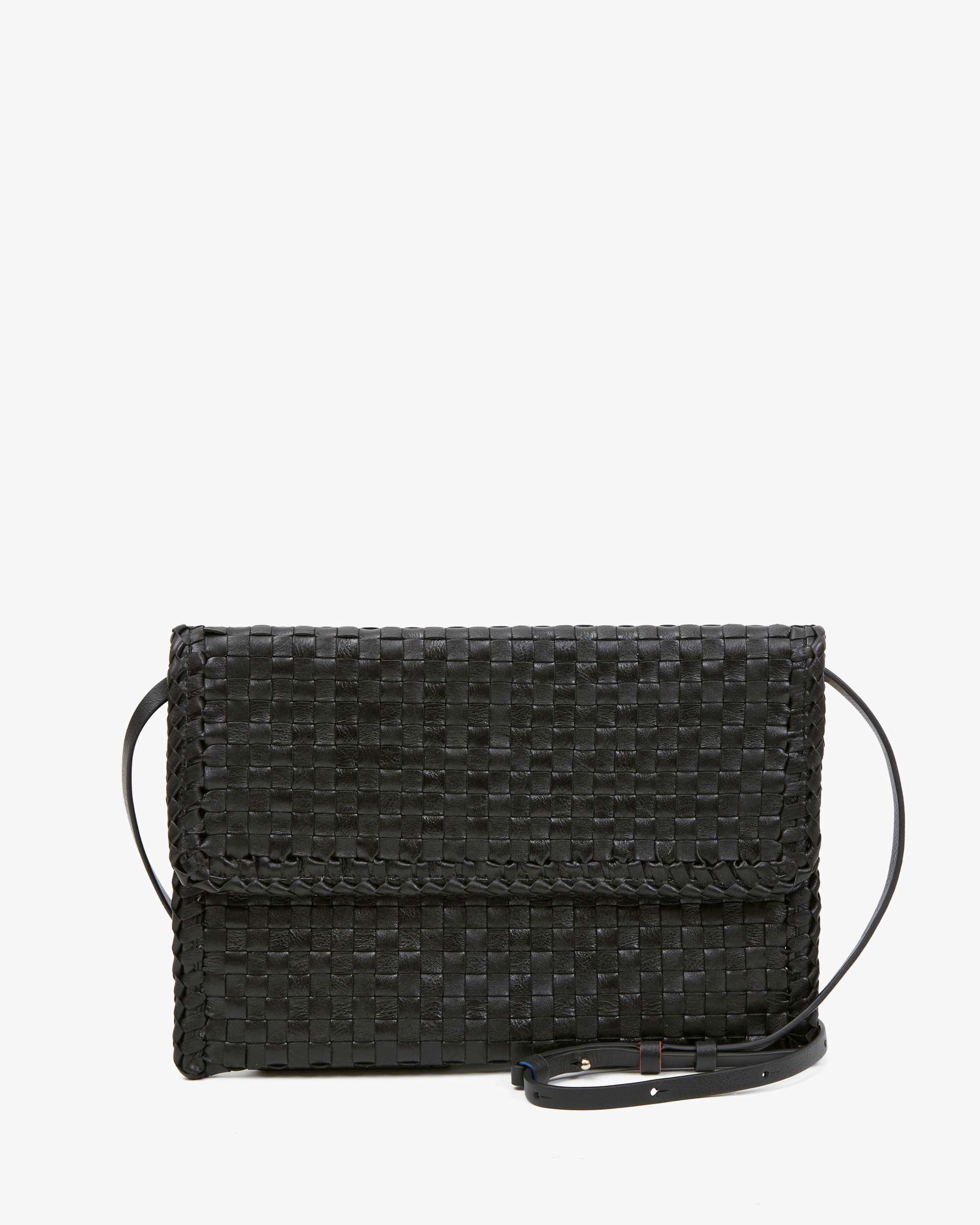 Stylish Black Woven Checker Envelope Clutch - Elegant Women's Handbag for Evening Parties, Date Nights & Special Occasions