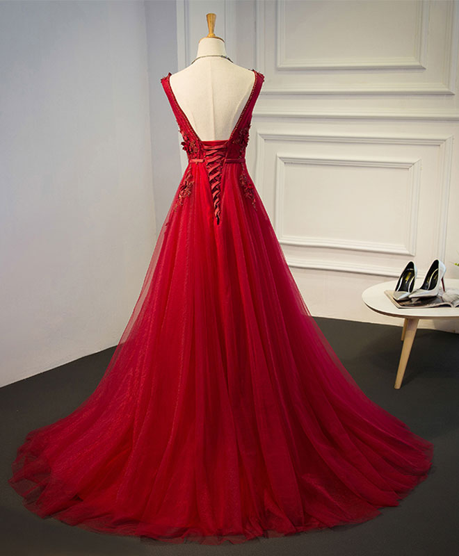 Elegant Burgundy V-Neck Tulle Dress - Short & Long Styles for Evening Gowns, Prom Dresses & Special Occasions | Perfect for Weddings, Parties & Formal Events