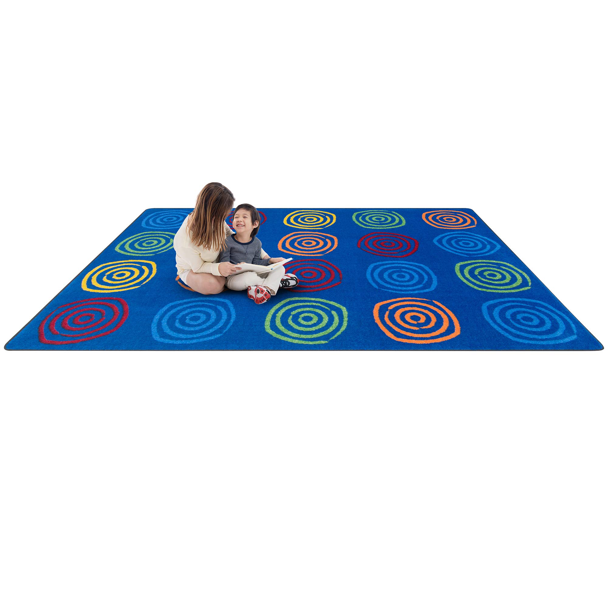 Joy Carpets Kid Essentials Simply Swirls Rainbow Area Rug 7'8