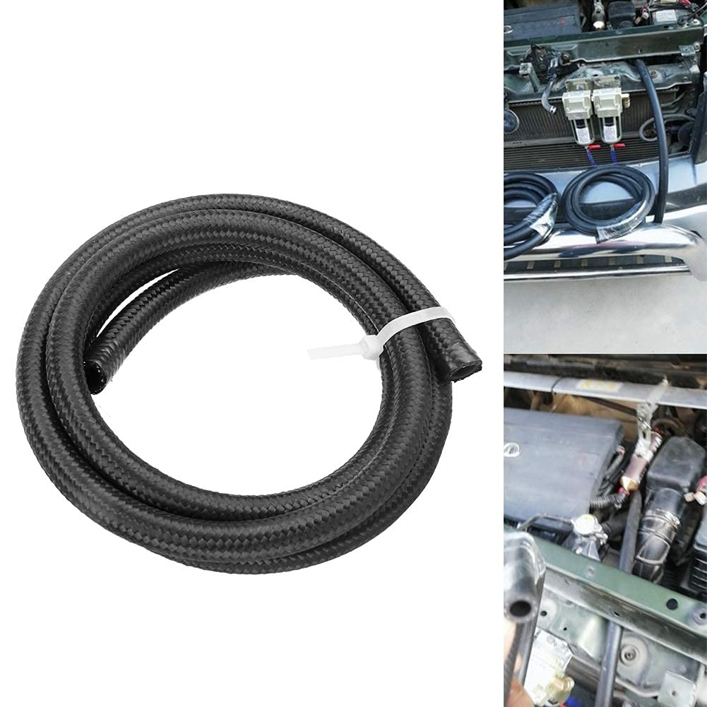 High-Performance PTFE Nylon Stainless Steel Fuel Hose (1.5M) - Ethanol & Oil Resistant Hose for Car Modifications, Automotive Fuel Lines & Racing Applications