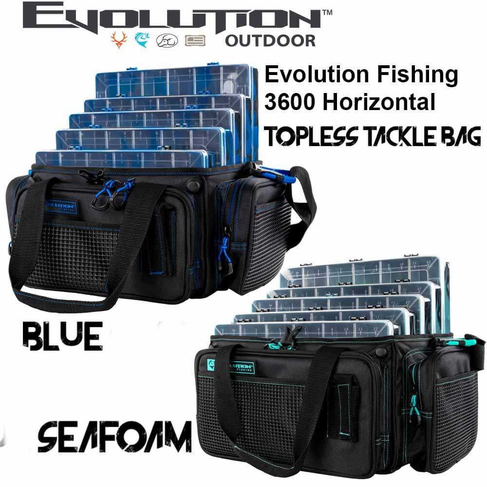Evolution Outdoor 3600 Horizontal Drift Series Topless Tackle Bag - Waterproof Fishing Gear Organizer for Bass, Trout & Saltwater - Perfect for Boat, Kayak & Shore Fishing Adventures
