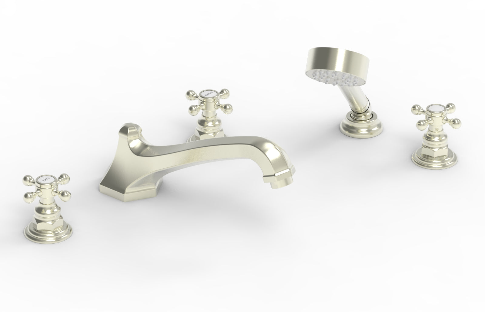 HEX TRADITIONAL Deck Mounted Bathtub Set with Hand Shower - 500 48 Inch Freestanding Soaking Tub for Bathroom Renovation | Perfect for Spa-Like Relaxation & Modern Home Decor