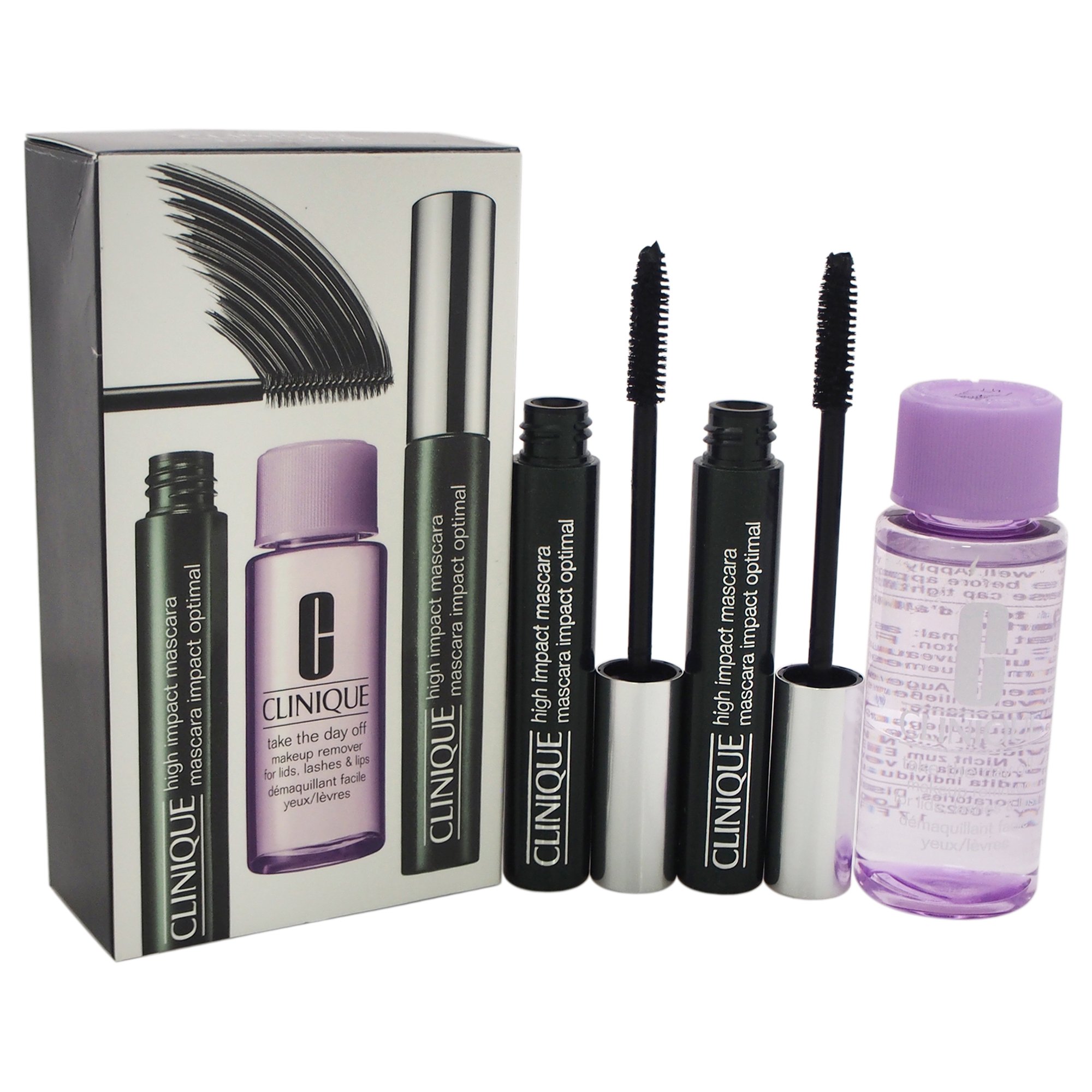 Clinique Perfect Partners Set - High Impact Mascara & Take The Day Off Makeup Remover (1.7 oz) | Volumizing Mascara & Gentle Eye Makeup Remover for Sensitive Skin | Perfect for Daily Use & Travel