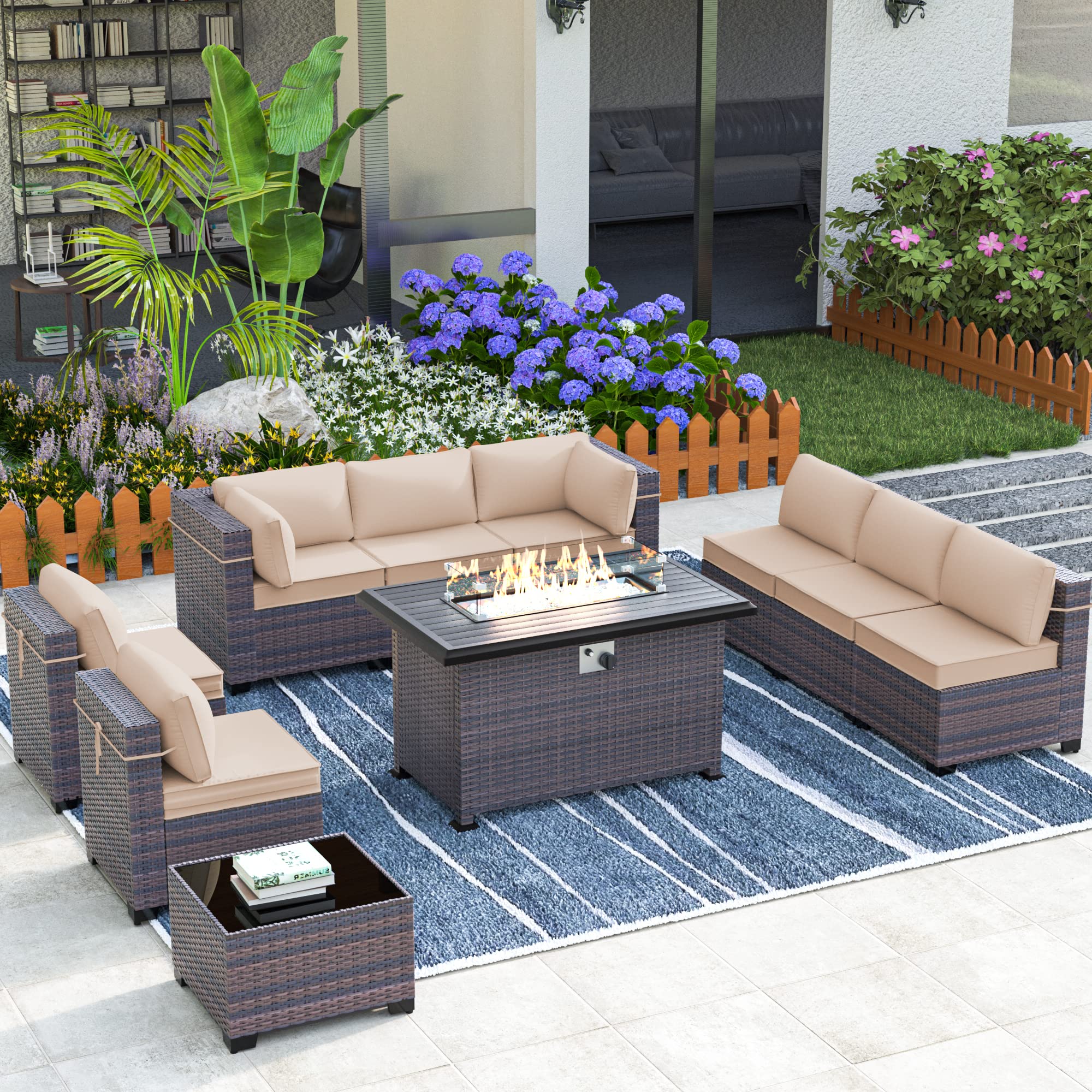 10-Piece Outdoor Patio Furniture Set with 43
