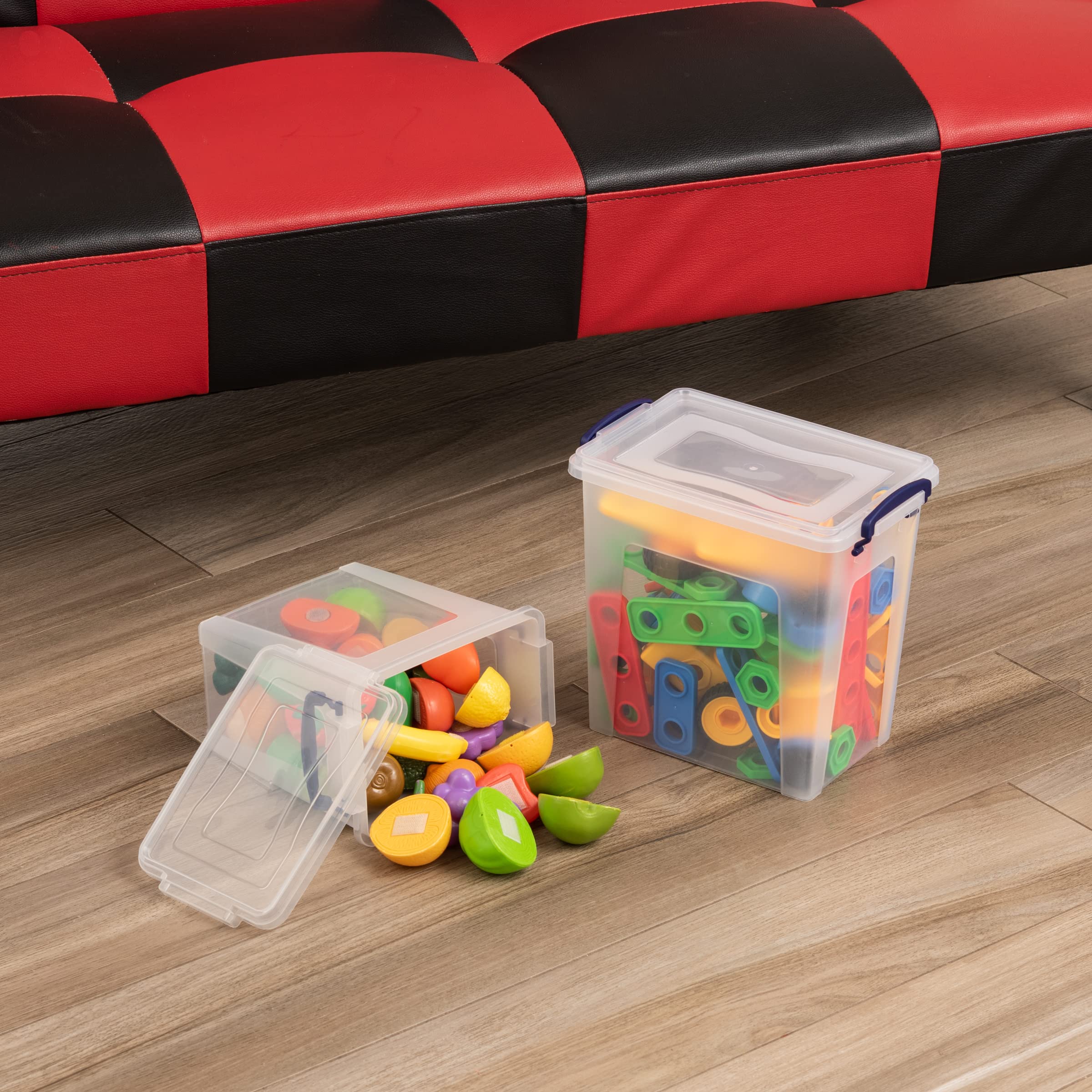 Superio Clear Stackable Storage Bins with Lids - 2 Pack 2.4 Quart Small Plastic Containers with Latches & Handles for Home Organization, Garage Storage, Food Pantry, Accessories & Supplies - Perfect for Closet, Kitchen & Office Use