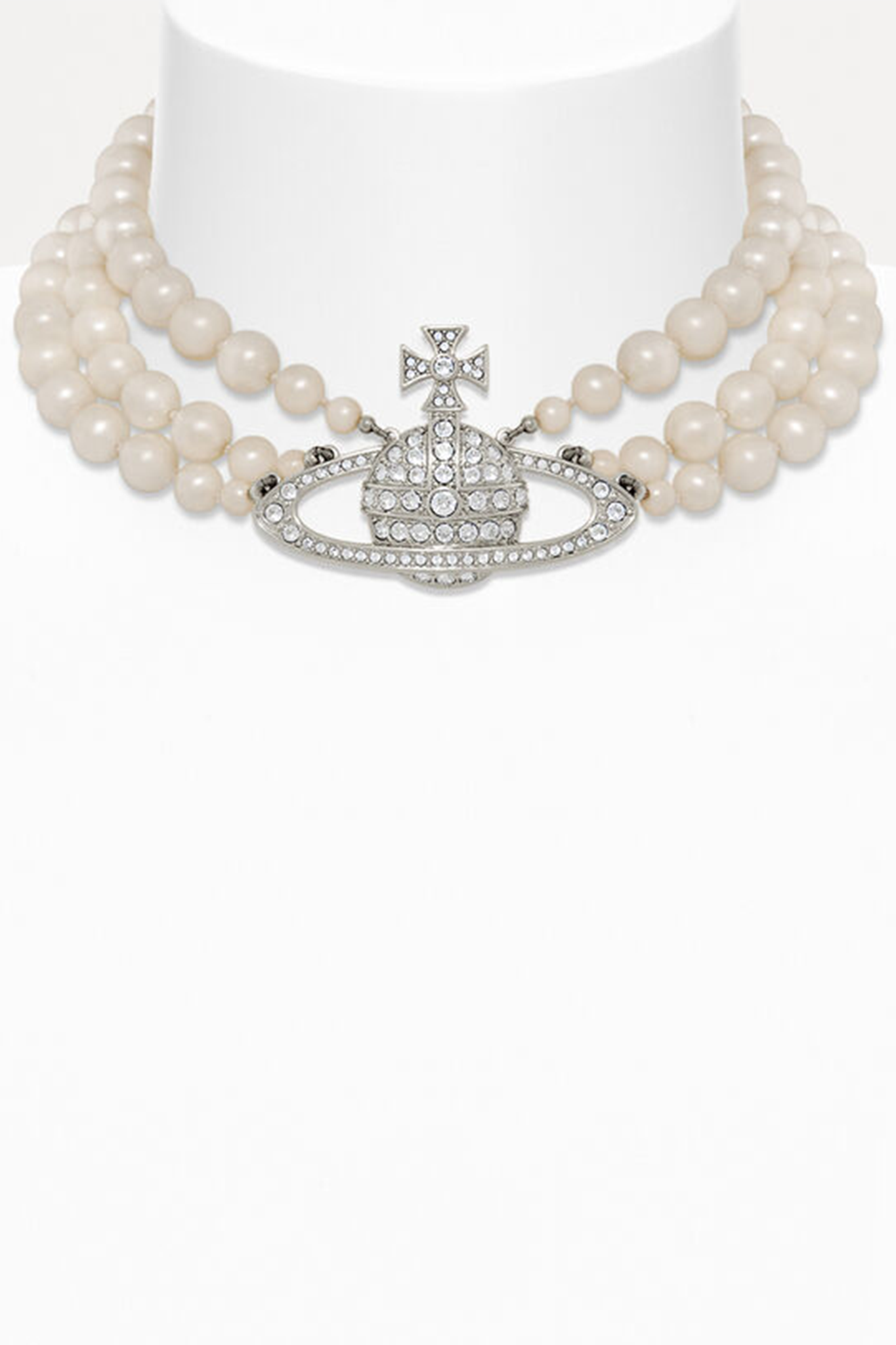 Elegant Three Row Pearl Bas Relief Choker Necklace - Perfect for Weddings, Parties & Formal Events