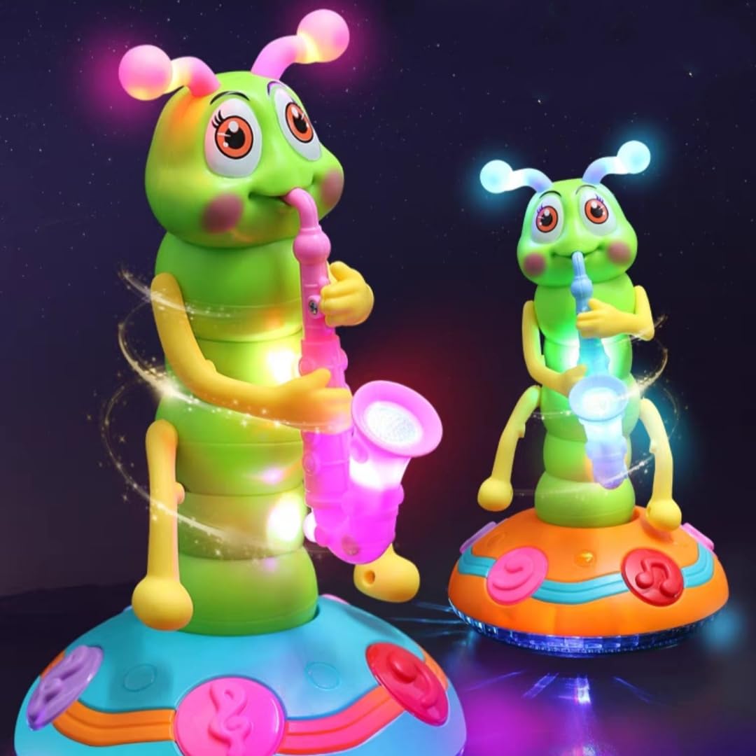 **Electric Caterpillar Saxophone Toy for Kids - LED Light-Up Dancing Musical Instrument, Sensory Toy for Toddler Boys & Girls (Pink, 1-Pack) - Perfect for Birthday Gifts, Early Learning & Playtime Fun**