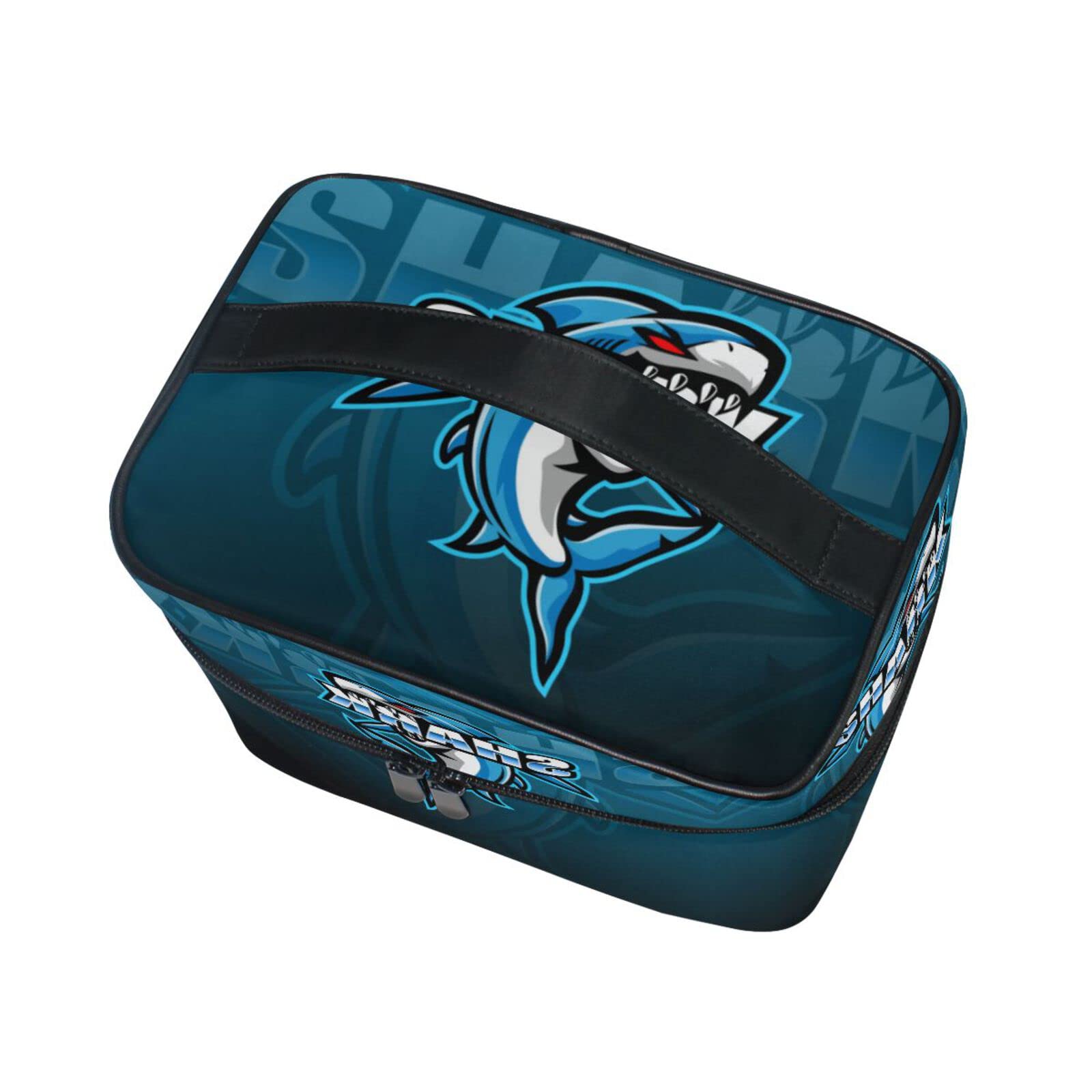 Shark Blue Animal Mascot Makeup Bag - Waterproof Cosmetic Organizer Pouch with Zipper for Women & Girls - Perfect for Travel, Gym, and Daily Beauty Essentials Storage