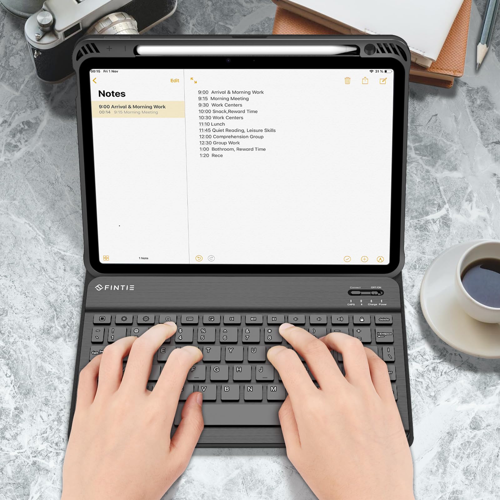 Fintie Bluetooth Keyboard Case for iPad Air 11-inch (M3 2025/M2 2024) & 10.9-inch (5th/4th Gen) - Detachable Backlit Keyboard with Soft TPU Protective Cover - Perfect for Work, Study & Travel (Black)