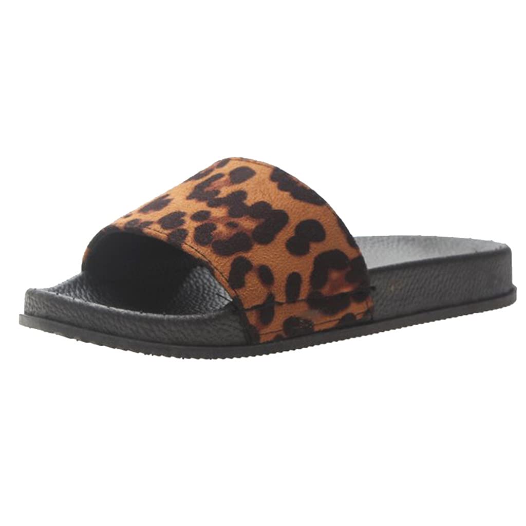 Women's Casual Sandals - Leopard Print Flat Slippers for Summer, Beach & Outdoor Wear | Comfortable Fashion Slides for Walking, Travel & Vacation
