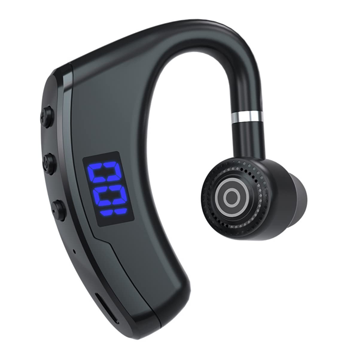 Single Ear Bluetooth Earbud - 270° Adjustable Hook Wireless Headset with Mic, Noise Cancelling & Waterproof for Business Calls (Left/Right Ear) | Perfect for Driving, Office Work & Outdoor Activities
