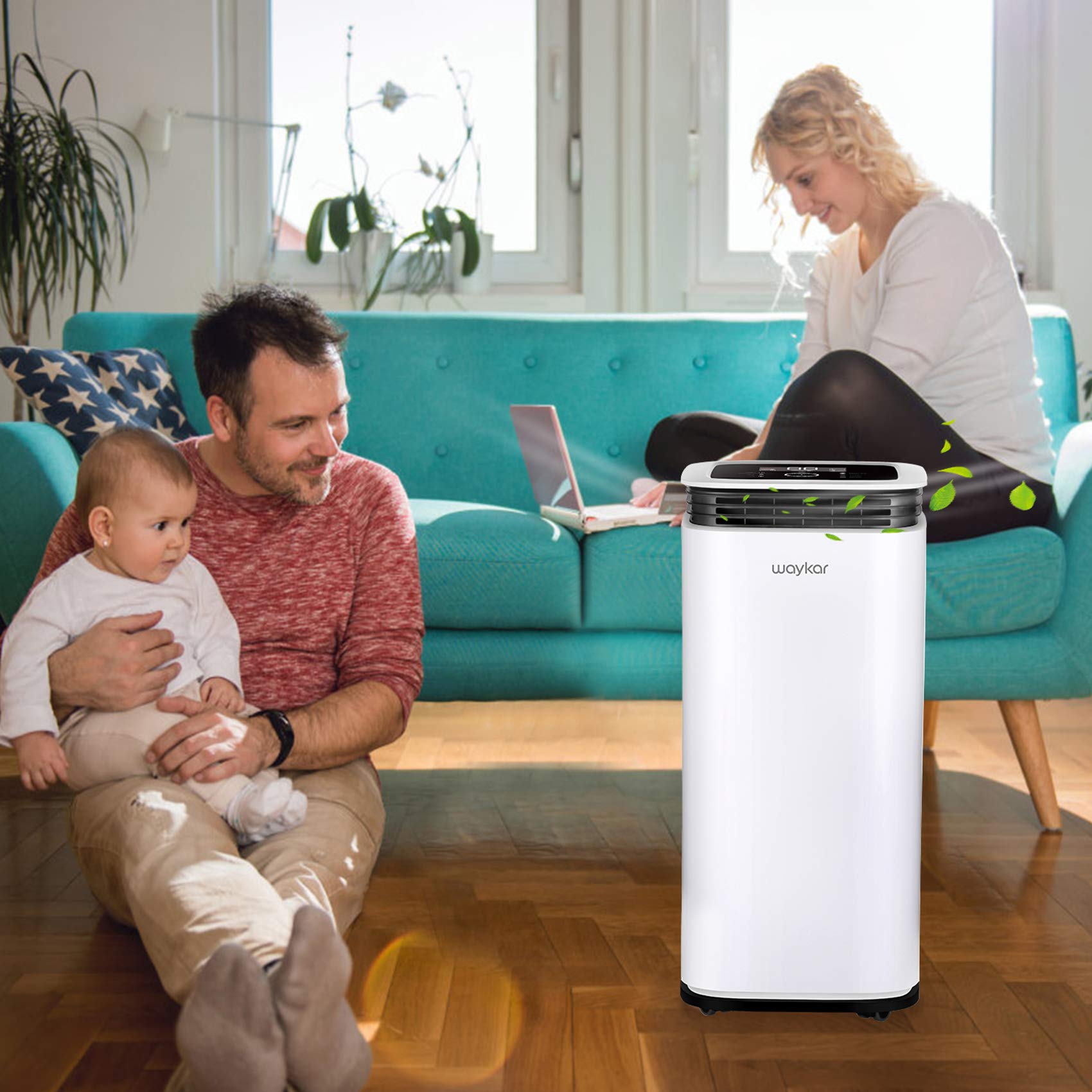 Waykar 5000 Sq. Ft Energy Efficient Dehumidifier with Drain Hose - Smart Touch Control for Basement, Living Room, Bathroom - 4 Air Outlets, 24 Hour Timer, 1.19 Gallon Tank - Perfect for Mold Prevention & Humidity Control in Large Spaces