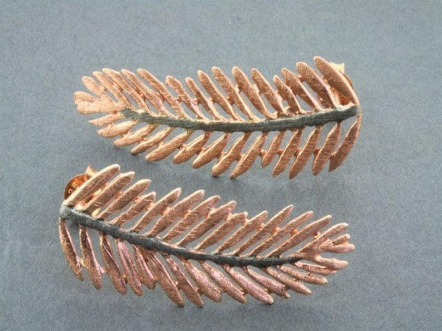 Cleopatra Fern Stud Earrings in Rose Gold & Oxidized Silver - Perfect for Boho & Vintage Fashion Lovers