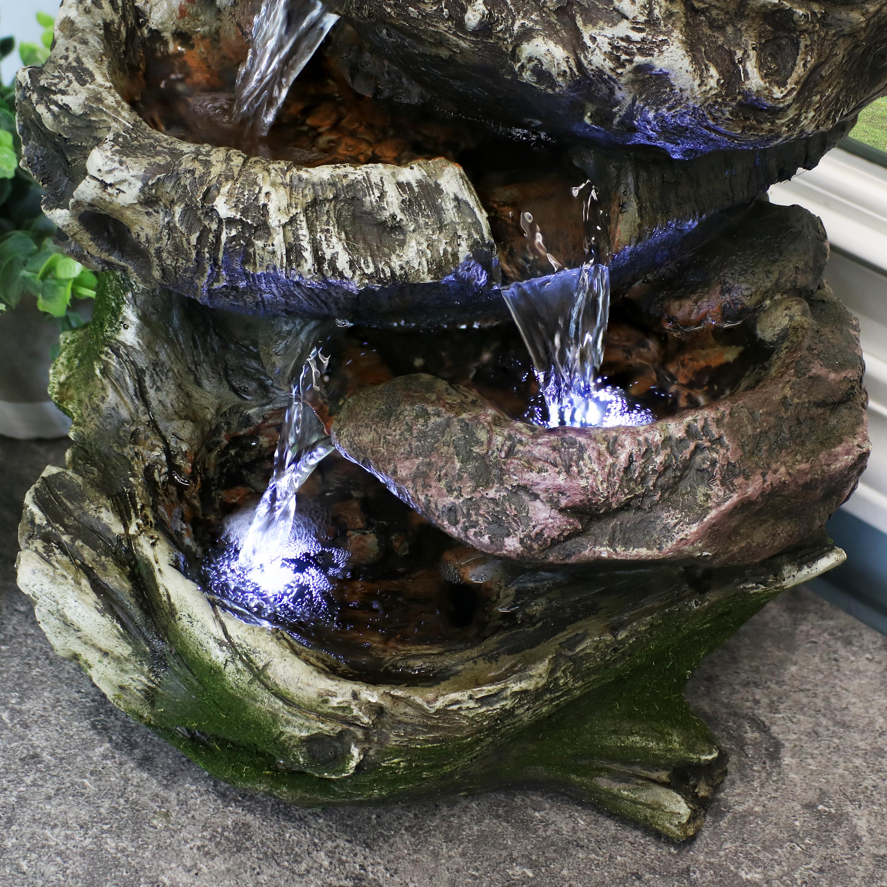 Sunnydaze 5-Tier Rock Falls Tabletop Water Fountain with LED Lights - Indoor Zen Decor for Home, Office, or Garden Relaxation
