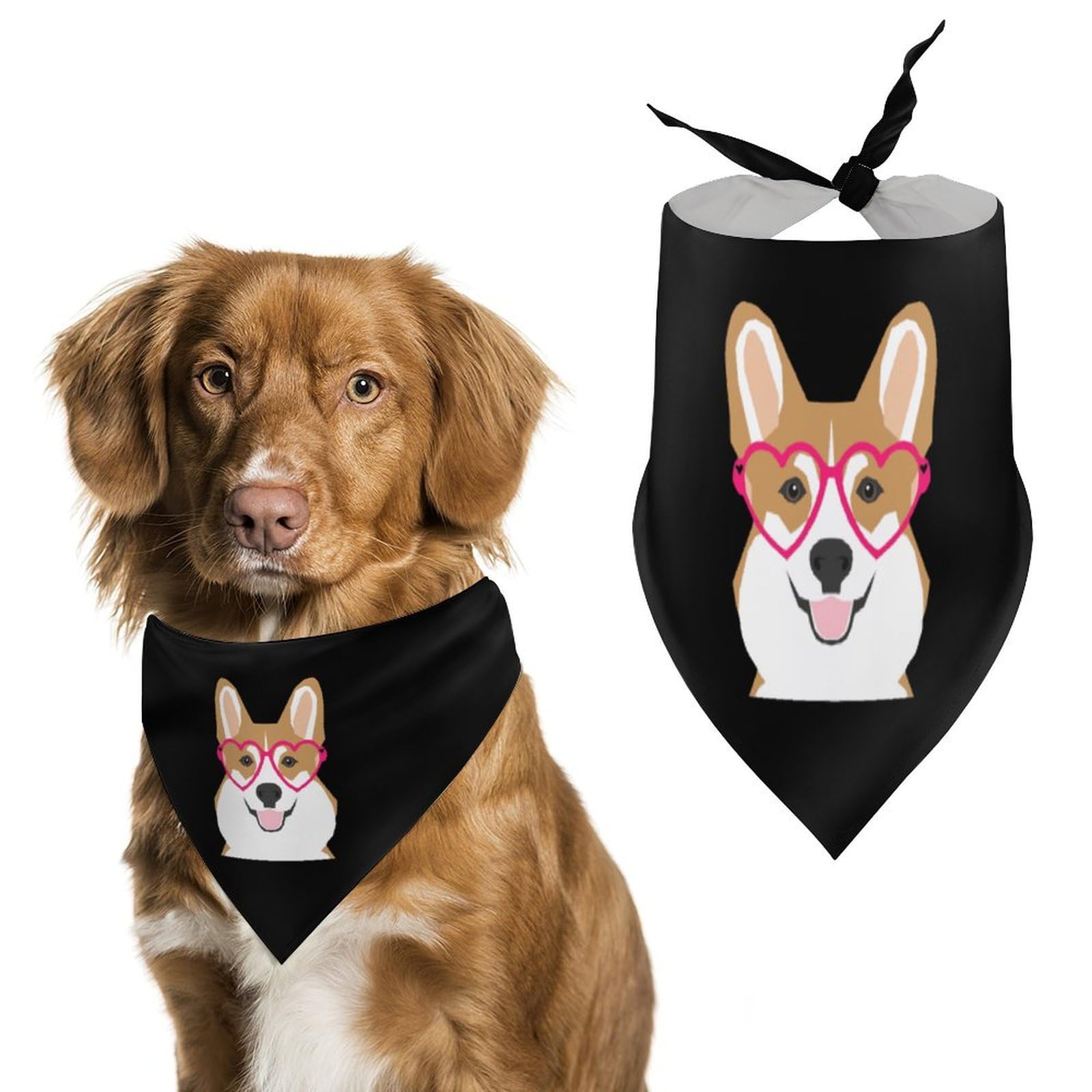 Cute Welsh Corgi Dog Bandanas - Adjustable Pet Scarves & Bibs for Small Medium Large Dogs - Perfect Christmas Thanksgiving Gift for Pets - Great for Holidays, Parties & Photo Shoots