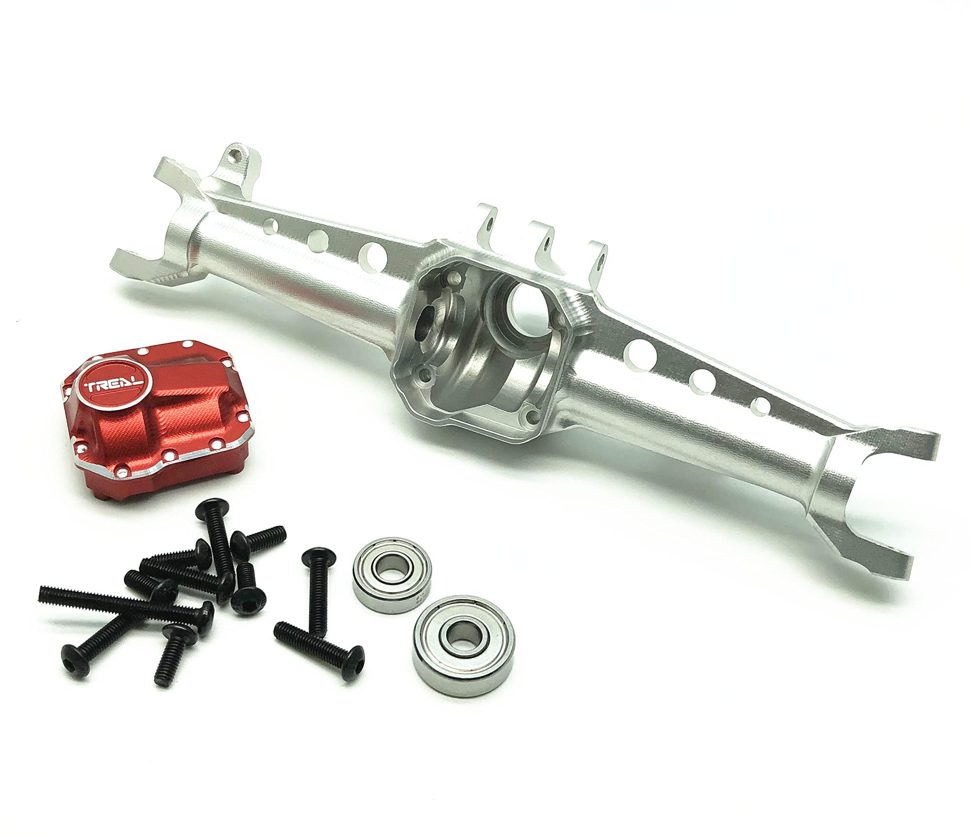 Treal SCX10 II Axles - High-Performance Aluminum 7075 Metal Front Axle for Axial SCX10 2 AR44 | One-Piece CNC Billet Machined | Silver Finish | Perfect for RC Crawler Upgrades & Off-Road Performance