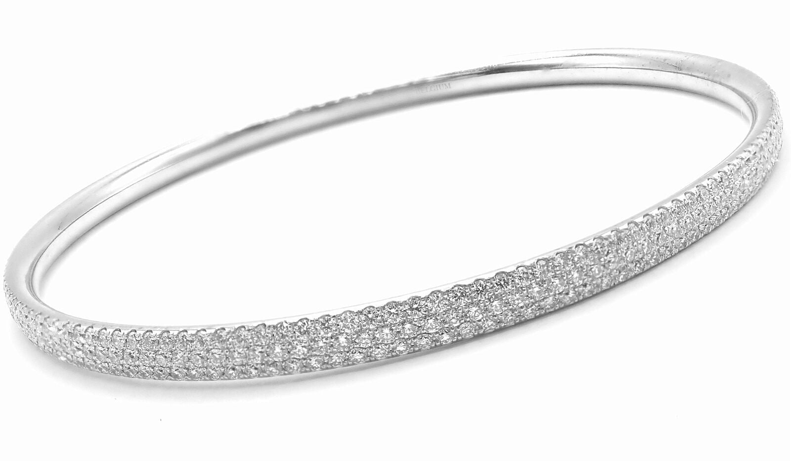 Tiffany & Co Metro 18k White Gold Full Diamond Three Row Bangle Bracelet - Luxury Diamond Tennis Bracelet for Women - Perfect for Weddings, Anniversaries & Special Occasions