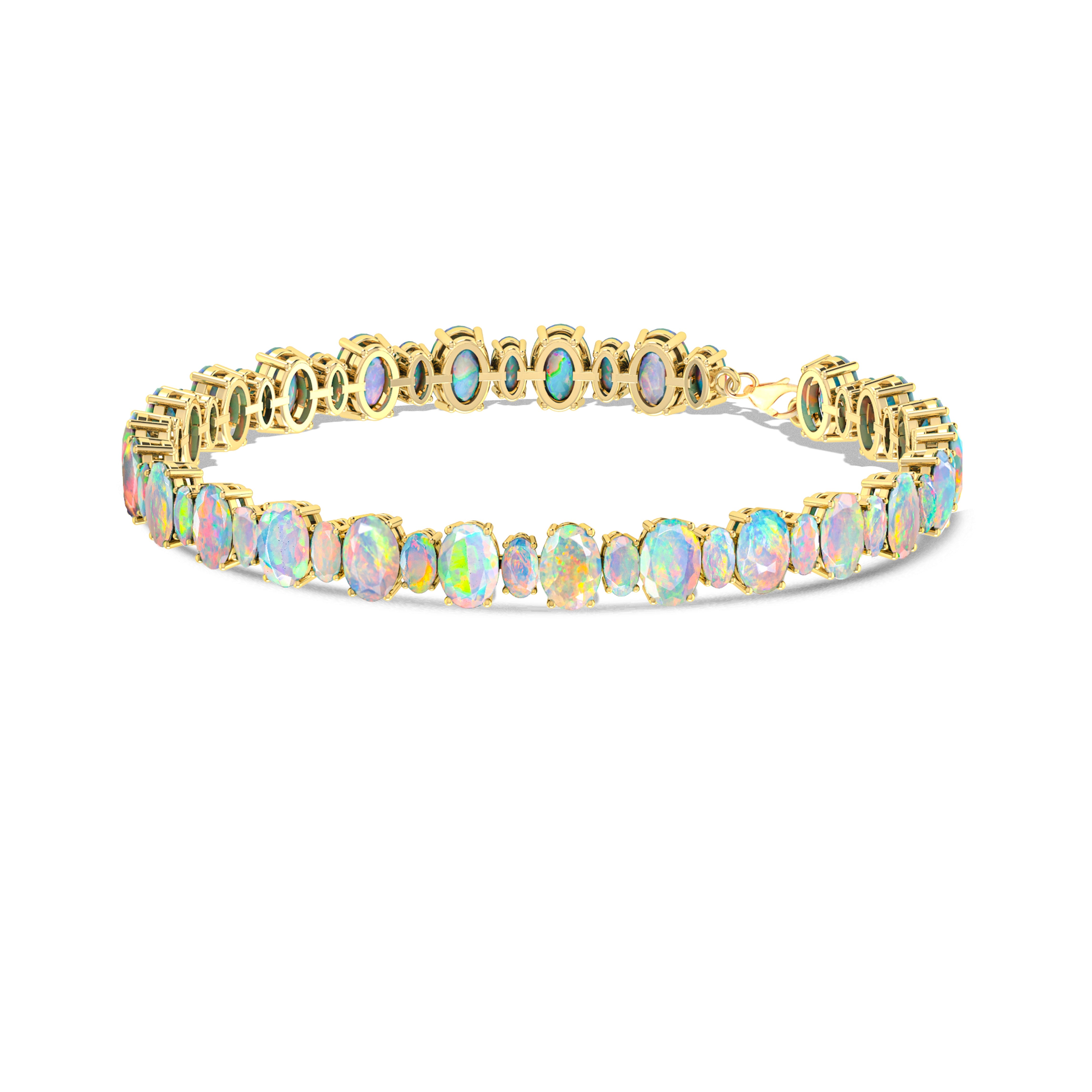 White Fire Opal Oval Gemstone Bracelet for Women - Elegant Handmade Jewelry Gift for Birthday, Anniversary & Special Occasions