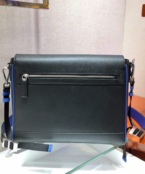 Prada Saffiano Leather Shoulder Bag for Women - Luxe Blue Crossbody Purse with Gold-Tone Hardware | Perfect for Work, Travel & Evening Events