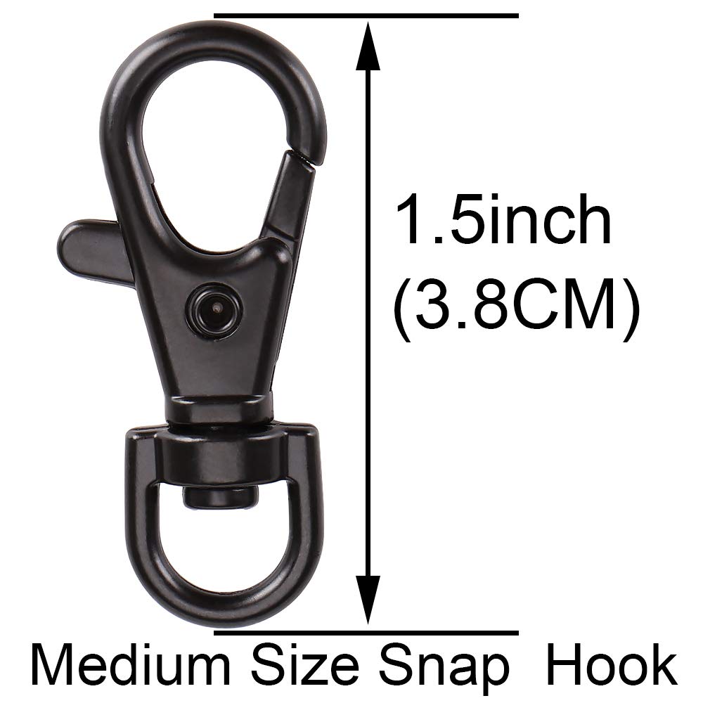 5-Pack Black Lobster Clasp Key Rings - Durable Metal Swivel Hooks for Keys, Jewelry & Lanyards