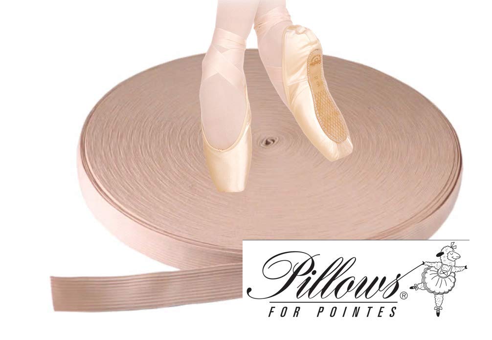 Pillows for Pointes Ballet Pointe Shoe Elastic Band - 4 Yards Universal Pink Elastic Ribbon for Ballet Shoes - Perfect for Pointe Shoe Repair, Dance Costume Making & Ballet Accessories
