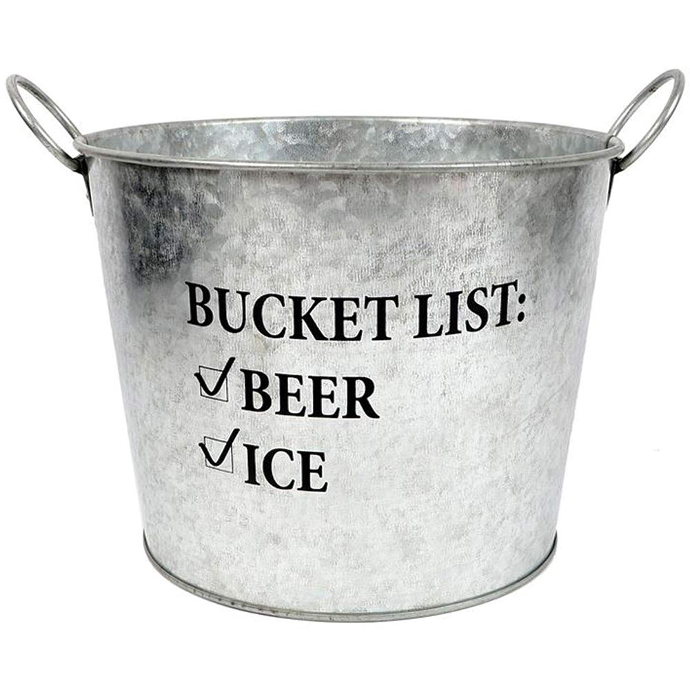 Dennis East International 30006 10-Inch Metal Beer Bucket - Stainless Steel Ice Bucket for Chilling Beer, Wine & Beverages - Perfect for Parties, BBQs, and Outdoor Gatherings