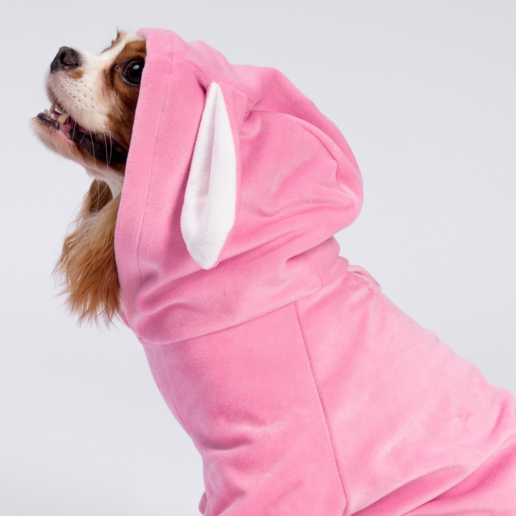 Fitwarm Halloween Bunny Dog Costume - Funny Hooded Pajamas for Small Dogs | Pink & White Pet Apparel (XS) | Perfect for Halloween Parties & Photo Shoots