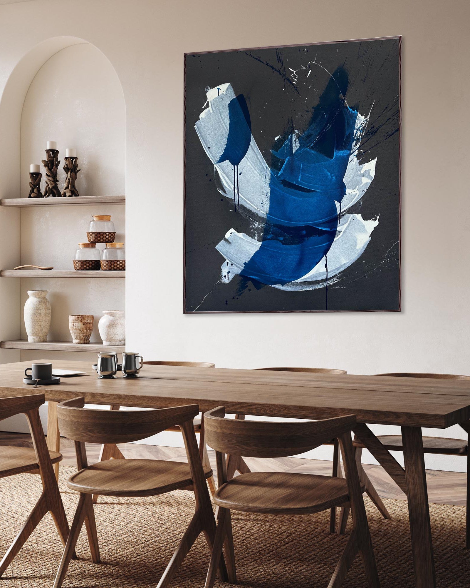 Thin Air Original Abstract Painting - 47x39 Inches Large Canvas Wall Art for Living Room, Bedroom & Office Decor