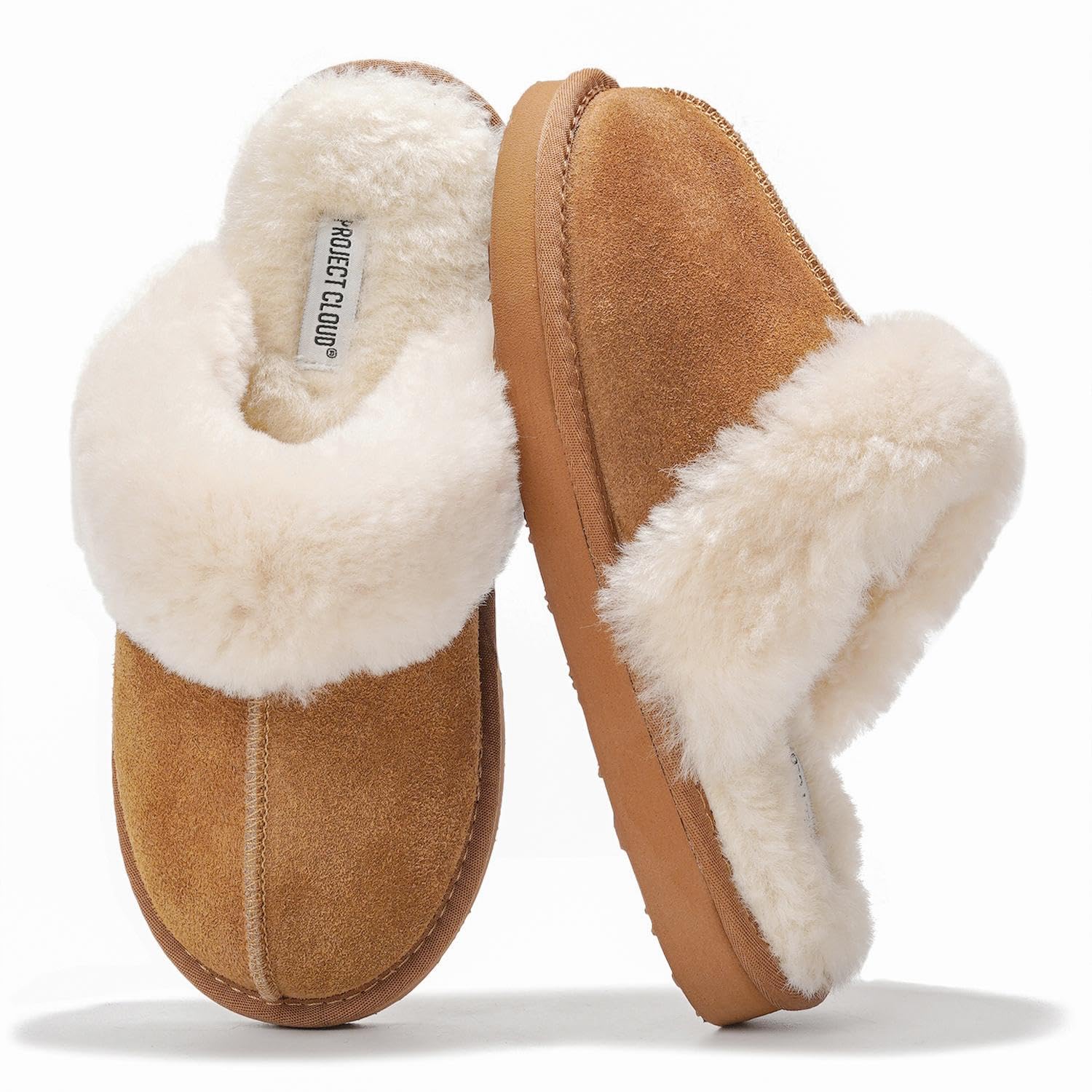 Women's Genuine Suede Shearling Slippers with Memory Foam Insole - Non-Slip Indoor/Outdoor Clogs for Comfort & Warmth - Perfect for Home, Office & Travel (Henka)