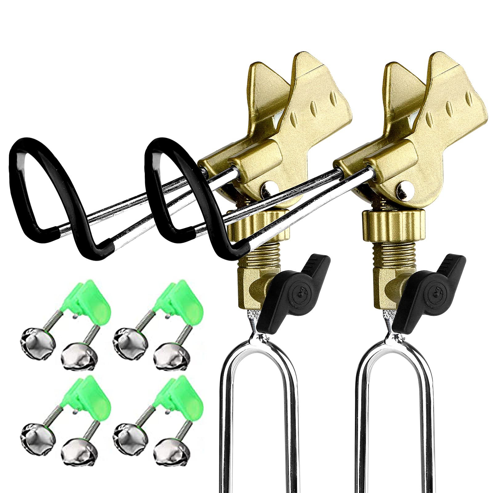 Universal Adjustable Fishing Rod Holder with Alarm Bells - Dual Purpose Hand & Sea Fishing Pole Holder for Bank Fishing | Perfect for Shore, Pier & Boat Anglers