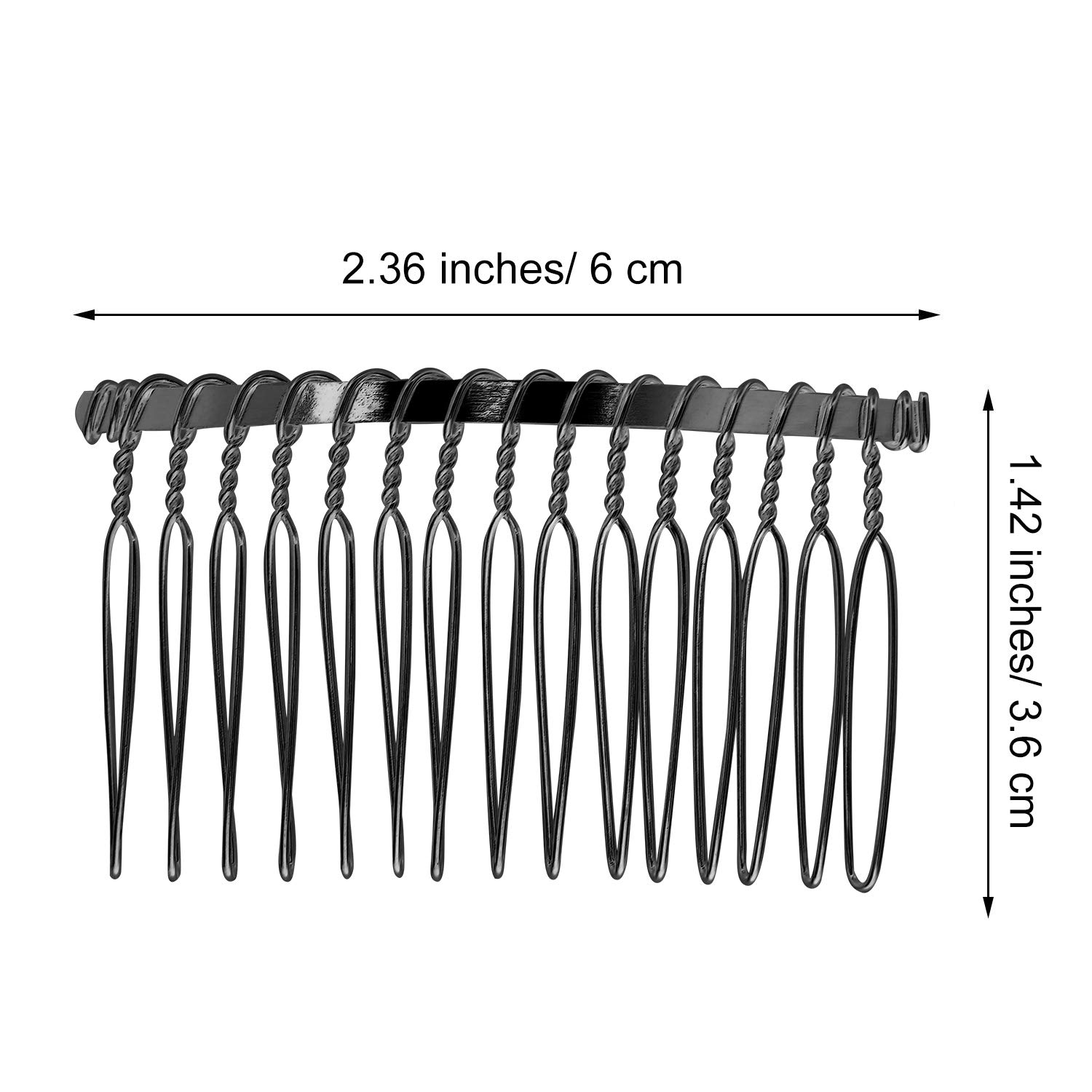 10Pcs Metal Wire Hair Combs for Wedding Veils - 15 Teeth Black Hair Clips for Bridal Hairstyles, Updos & Special Occasions