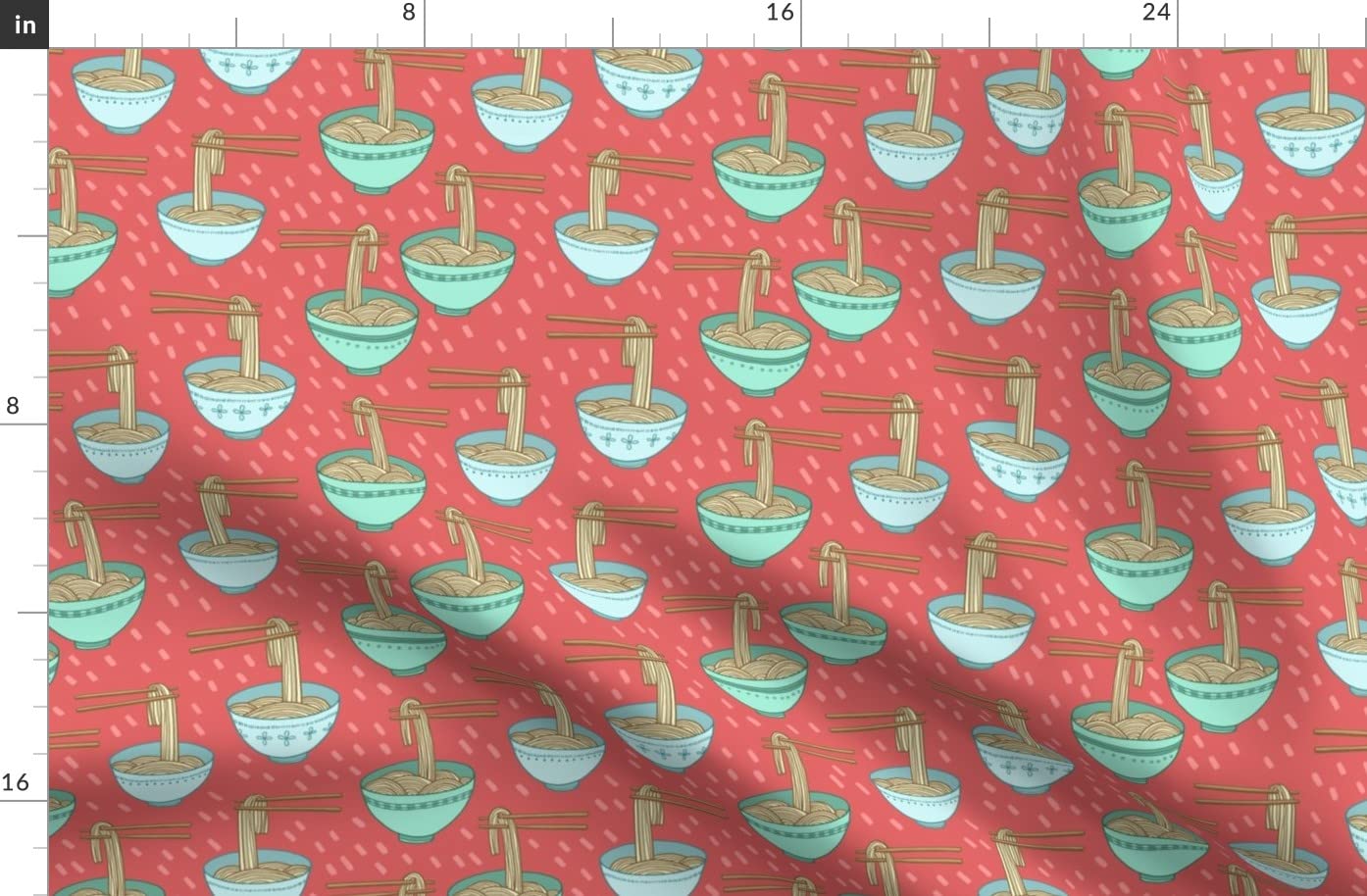 Noodles Red Food Printed Fleece Fabric Fat Quarter - Soft & Cozy Material for Sewing Blankets, Loungewear & No-Sew DIY Projects - Perfect for Home Decor, Baby Clothes & Crafting